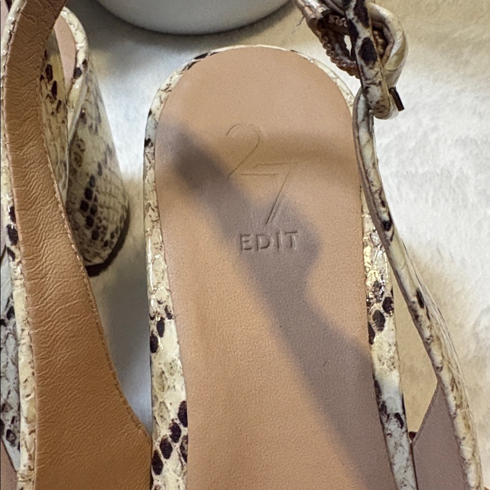 27 EDIT Elaine Snake Print Leather Slingback Dress Heels Size 7 - Picture 6 of 7